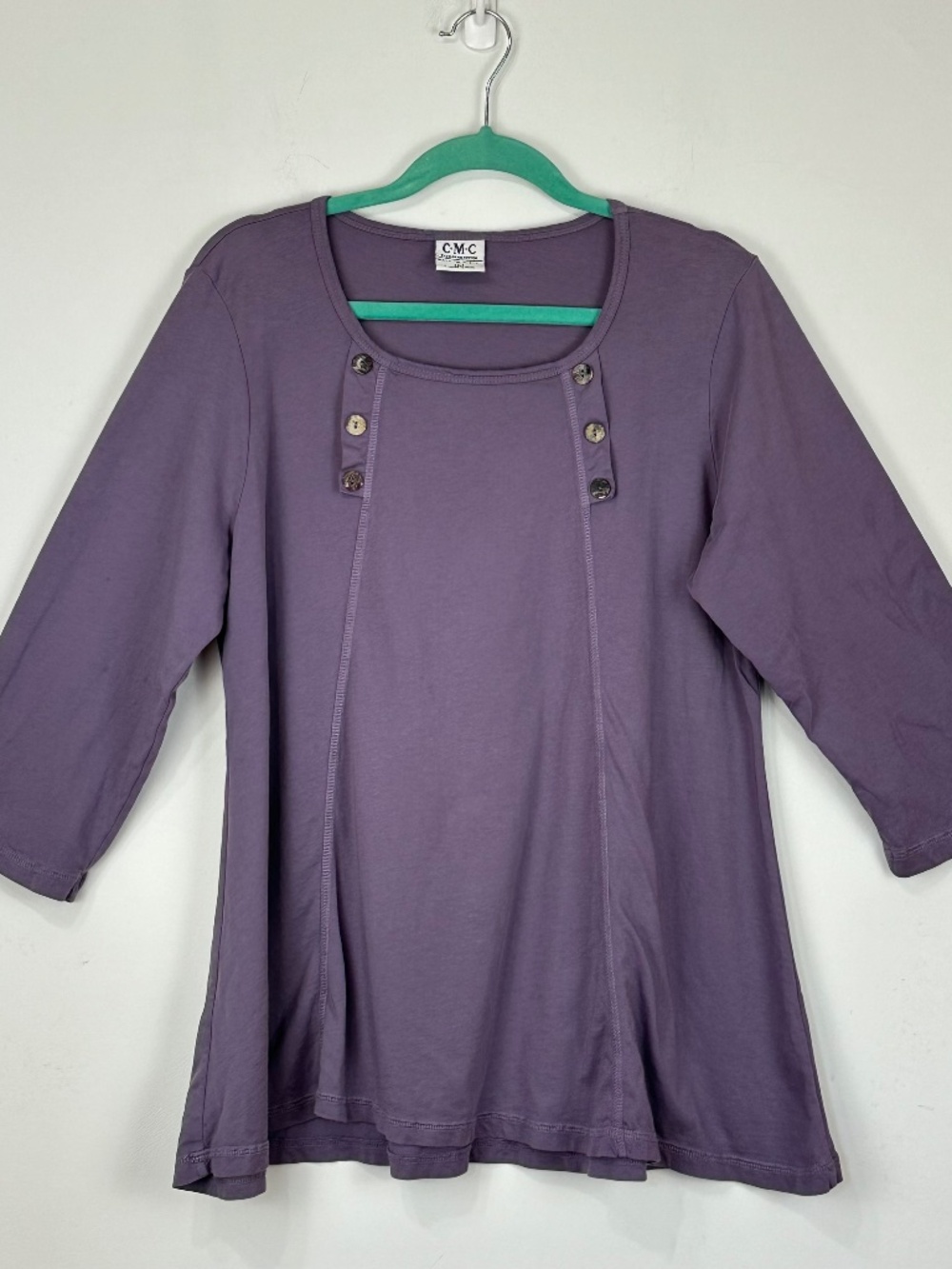 Color Me Cotton Womens Purple Top L Boho Lagenlook Art to Wear